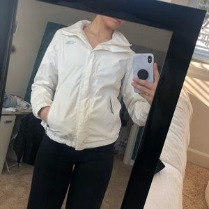 The North Face white rain jacket